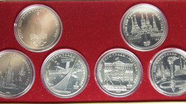 RUSSIA USSR 1 RUBLE 6 COIN SET OLIMPIC MOSCOW 1980 UNC MINT BOX COA FREE... - $280.11