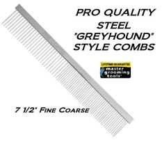 Master Grooming Tools Greyhound Style Steel FINE-COARSE Comb Pet Dog Cat Hair - £15.21 GBP