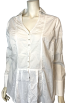 Soft Surroundings White Long Sleeve V Neck Pintuck Blouse Size M - £15.17 GBP