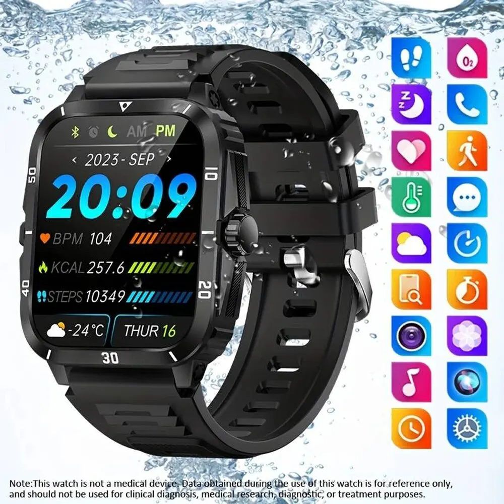 Military Smart Watch Men IP68 3ATM Waterproof Outdoor Sports Fitness Tra... - £60.37 GBP