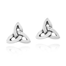 Everyday Celtic Trinity Knot or Triquetra Sterling Silver Stud Earrings - £11.83 GBP