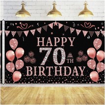 Rose Gold Glitz 70th Birthday Celebration Set - Sparkling Decorations, Backdrop - $38.60