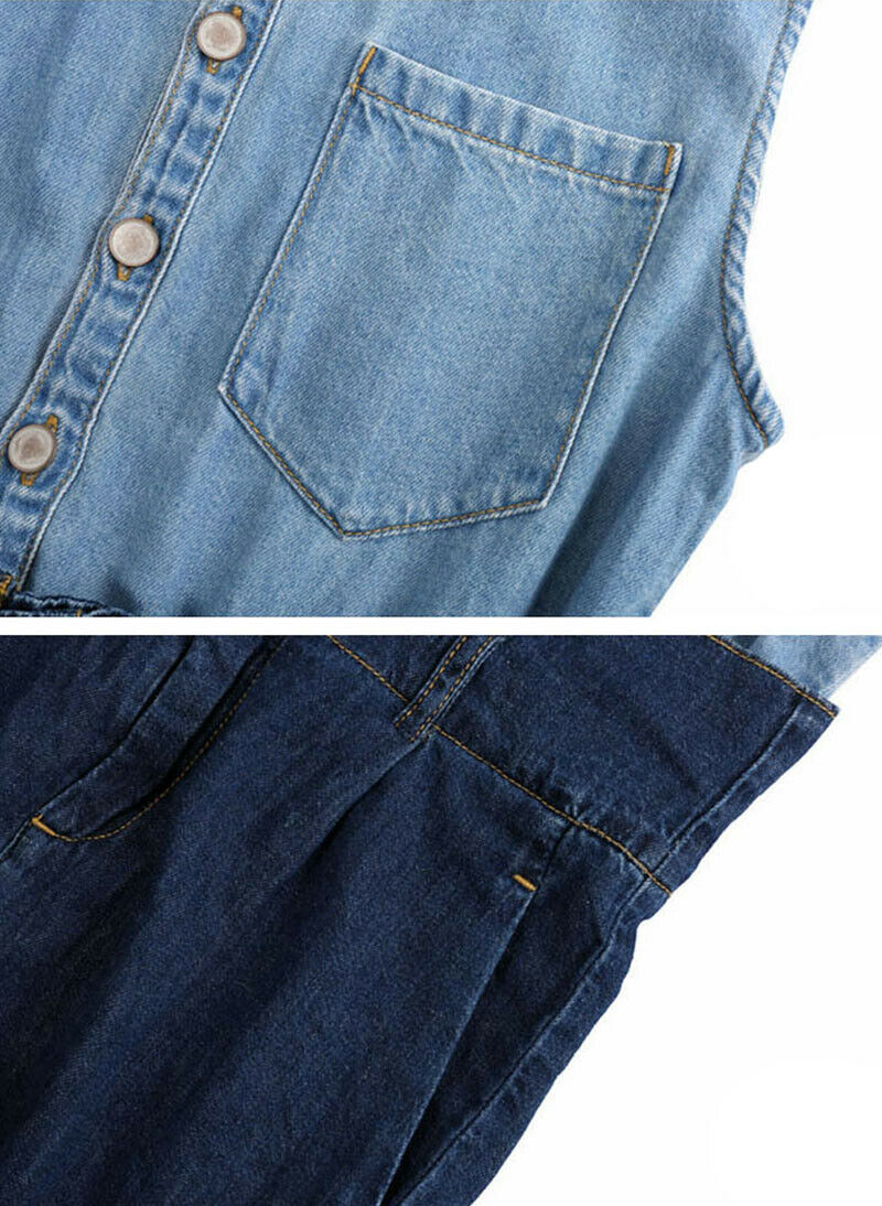 Women's Two-tone Double Denim Sleeveless Belted High Waist Jumpsuit RRP$90 AUS Item image 6