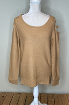 venus NWOT women’s open shoulder pullover sweater size M tan Q2 - £13.46 GBP