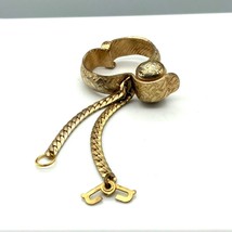 Textured Gold Tone Gloves Clip with Purse Chain, Vintage Pinup Fashion - $25.16