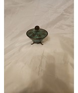 Vintage Oppenheim Israel Brass Verdigris Enamel Covered Sugar/Candy Bowl - $30.00