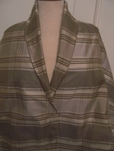 3.75yds Italian Brown Taupe Khakisilk Tafetta Plaid Fabric Dress Home #BP64 - £50.57 GBP