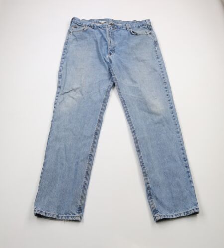 Vintage Carhartt Mens 42x36 Distressed Spell Out Straight Leg Denim Jean... - $39.55