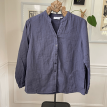 QVC Joan Rivers Button Shirt Shacket Cotton Grey M - $364.20 MXN