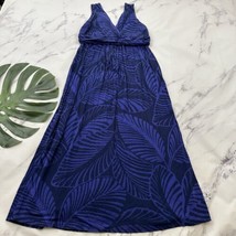 Boden Womens Jersey Midi Dress Size 12 L Dark Purple Tropical Floral Str... - $23.75
