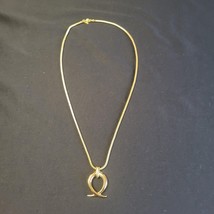 Vintage Monet Signed Loop Pendant Necklace Gold Tone Rope 23&quot; Chain Gift... - £19.37 GBP
