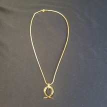 Vintage Monet Signed Loop Pendant Necklace Gold Tone Rope 23&quot; Chain Gift... - $24.74