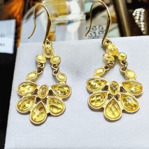 Yellow Lemon Citrine Like Color Earrings Faceted Simulated Crystal Acryl... - $9.89