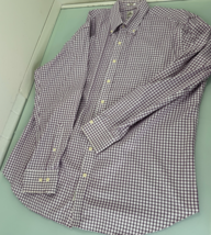Peter Millar Shirt Mens XL Nanoluxe Easy Care Purple Plaid Button Up Lon... - $14.82