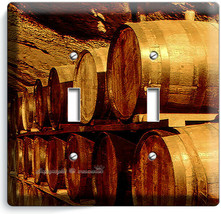 Rustic Vinage Winery Cellar Aged Wood Wine Barrel 2GANG Light Switch Plate Decor - £9.65 GBP