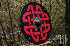 Medieval Larp Warrior Wood &amp; Steel Viking Round shield Armor Shield - £76.21 GBP