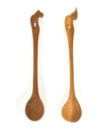 Hand Carved Wooden Rhino &amp; Zebra Spoons 6.5&quot; Utensils - $11.75