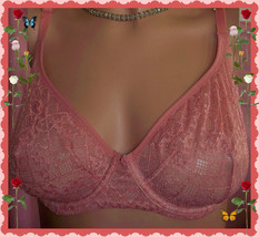 36DD Coral Terra Cotta Floral Lace Body by Victorias Secret unLined DEMI... - $34.99