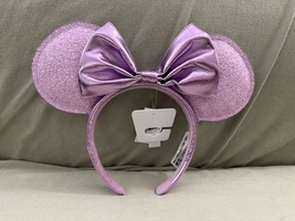  Disney Parks Lilac Bow and Sparkle Ears Minnie Mouse Headband NEW - £39.25 GBP