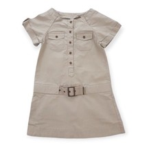 Zara Dress Girls 9 10 Beige Khaki Short Sleeve Stretch Belt Pockets Utility 140 - £14.76 GBP