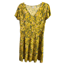 Old Navy Womens Yellow Green Floral Print Short-Sleeve V-Neck A-Line Dress Large - £19.85 GBP