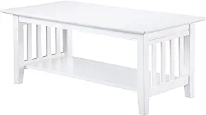 AFI Mission Wood Coffee Table, White (22&quot; x 44&quot;) - £232.74 GBP