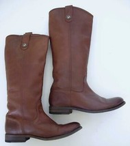 Frye Melissa Button Riding Boots 7B Tall Cognac Brown Leather Immaculate - £71.93 GBP