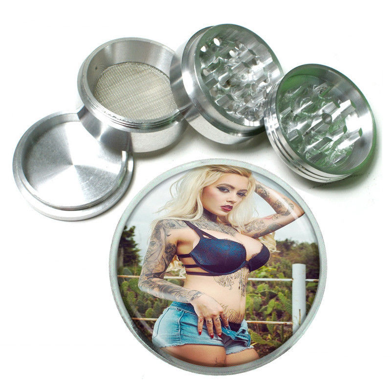 Chola Pin Up Girls D13 63mm Aluminum Kitchen Grinder 4 Piece Herbs