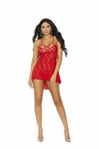 Red Lace Babydoll &amp; G-String Set Strappy Criss-Cross Women&#39;s Lingerie On... - £26.90 GBP