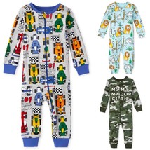 NWT The Childrens Place Boys One Piece Romper Pajamas Sleeper Jungle Race Car  - £6.91 GBP