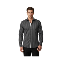 Men Shirt J.Valintin Turkey-Usa 100% Egyption Cotton High Collar 1594-14 Black image 4