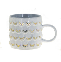 Starbucks Anniversary White Gold Scales Siren Relief Ceramic Handle Mug 10oz - £36.22 GBP