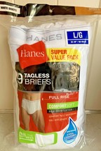 Hanes Mens White Briefs 9-PACK Large Tagless Full Rise Underwear Comfort Soft - £21.29 GBP