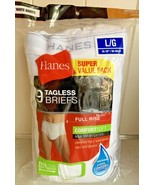 Hanes Mens White Briefs 9-PACK Large Tagless Full Rise Underwear Comfort... - £21.07 GBP