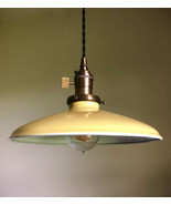 Yellow Porcelain Enamel Shade: 10" Rounded Metal, 2-1/4 fitter Industria... - $30.34