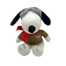 SNOOPY Metlife FLYING ACE PILOT Brown Jacket Goggles Peanuts 6&quot; Plush Do... - £12.47 GBP