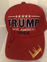 TRUMP HAT 2024 RED PRESIDENT SIGNATURE GOP REPUBLICAN USA FLAG STARS AME... - $16.09