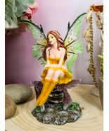 Amy Brown Summer Sunflower Fairy Sitting On Giant Toadstool Mushroom Fig... - $49.19 CAD