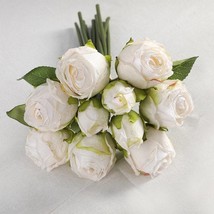 10.6&quot; Artificial white rose bouquet Home/Wedding decor Floral arrangemen... - $316.69 MXN