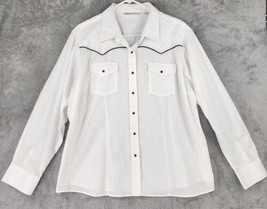 Cumberland Outfitters Shirt Womens 2X White Western Pearl Snap Long Sleeve Top - £22.89 GBP