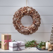 Selenia 18.5&quot; Pine Cone And Glitter Unlit Artificial Christmas Wreath - $68.59
