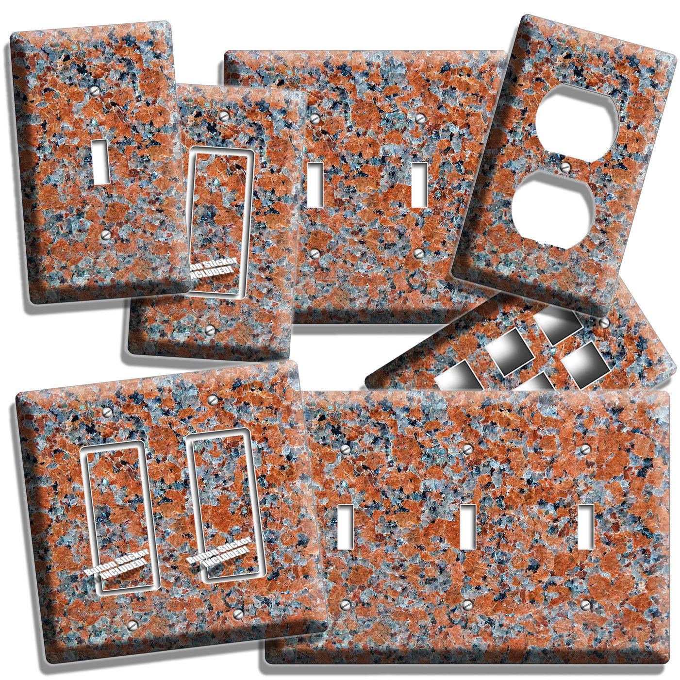 RED GRANITE LOOK LIGHT SWITCH OUTLET WALL PLATES ROOM ART KITCHEN BATHROOM DECOR