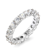 ADIRFINE 18K White Gold Plated 5MM Round Brilliant Cut Cubic Zirconia Et... - $26.99