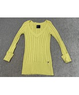Vintage American Eagle Sweater Womens Medium Yellow V Neck Cable Knit Lo... - $547.96 MXN