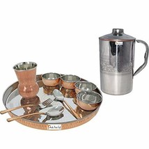 Prisha India Craft  Dinnerware Traditional Stainless Steel Copper Dinner... - £81.66 GBP