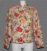Coldwater Creek Colorful Tan Floral Lightweight Button Front Cotton Jack... - $21.99