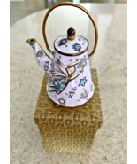 Empress Arts Enamel on Brass Mini Tea Pot Fairies/Snowflakes NIB - $32.73