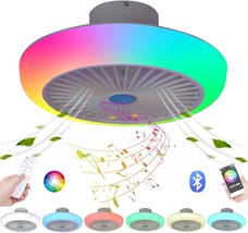 Ceiling Fans With Lights And Remote Bluetooth, Rgb Dimmable Led, White 17.7&#39;&#39; - £91.46 GBP