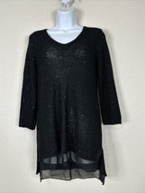 Ann Taylor LOFT Outlet Womens Size PM Black Sequin Tunic Sweater Long Sleeve - £6.50 GBP