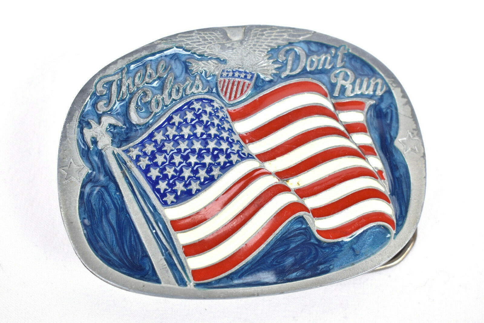 American Flag Belt Buckle These Colors Don't Run Buckle Bakery 1652 Vintage  - $24.70
